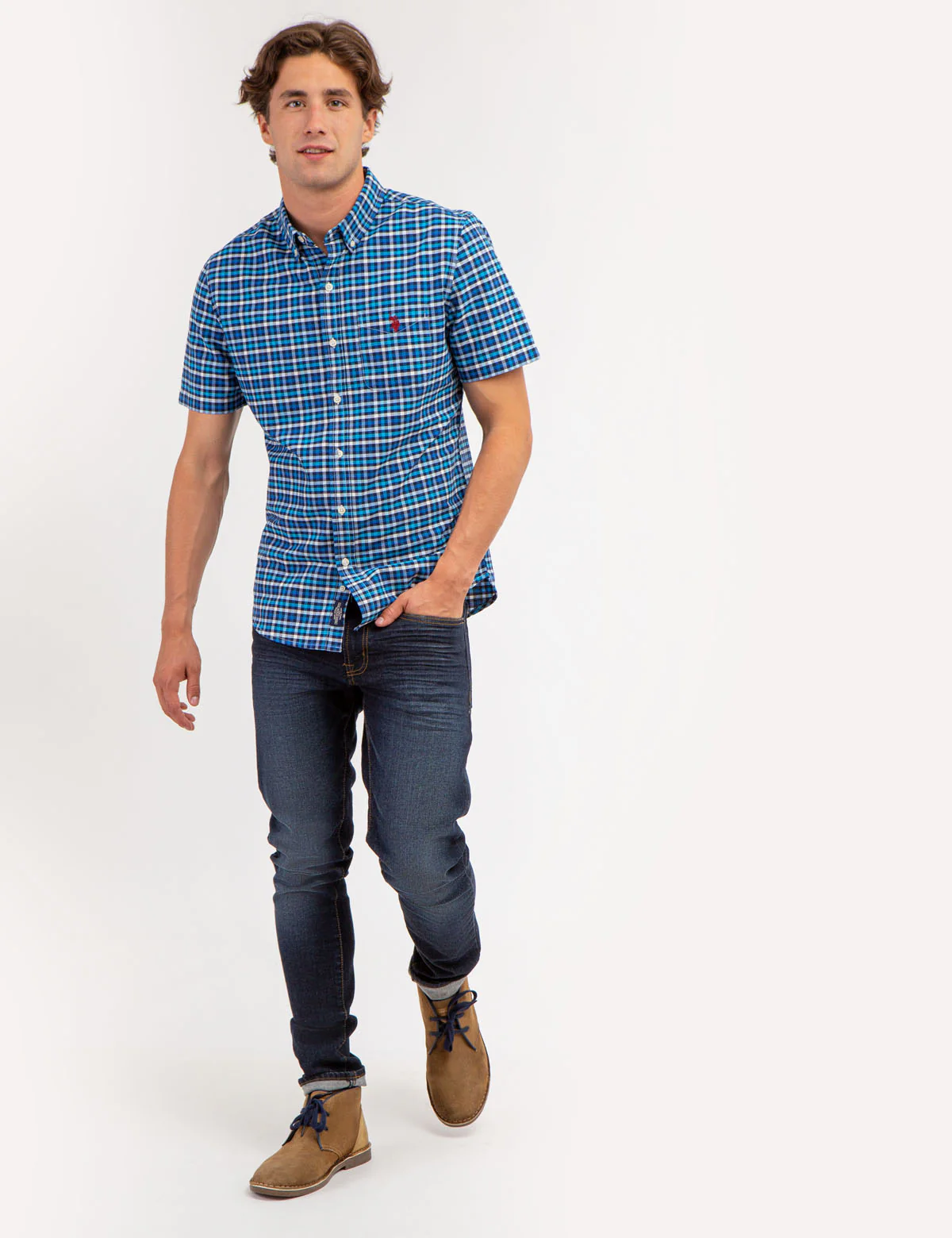 YARN DYE PLAID SHORT SLEEVE OXFORD SHIRT - Image 3