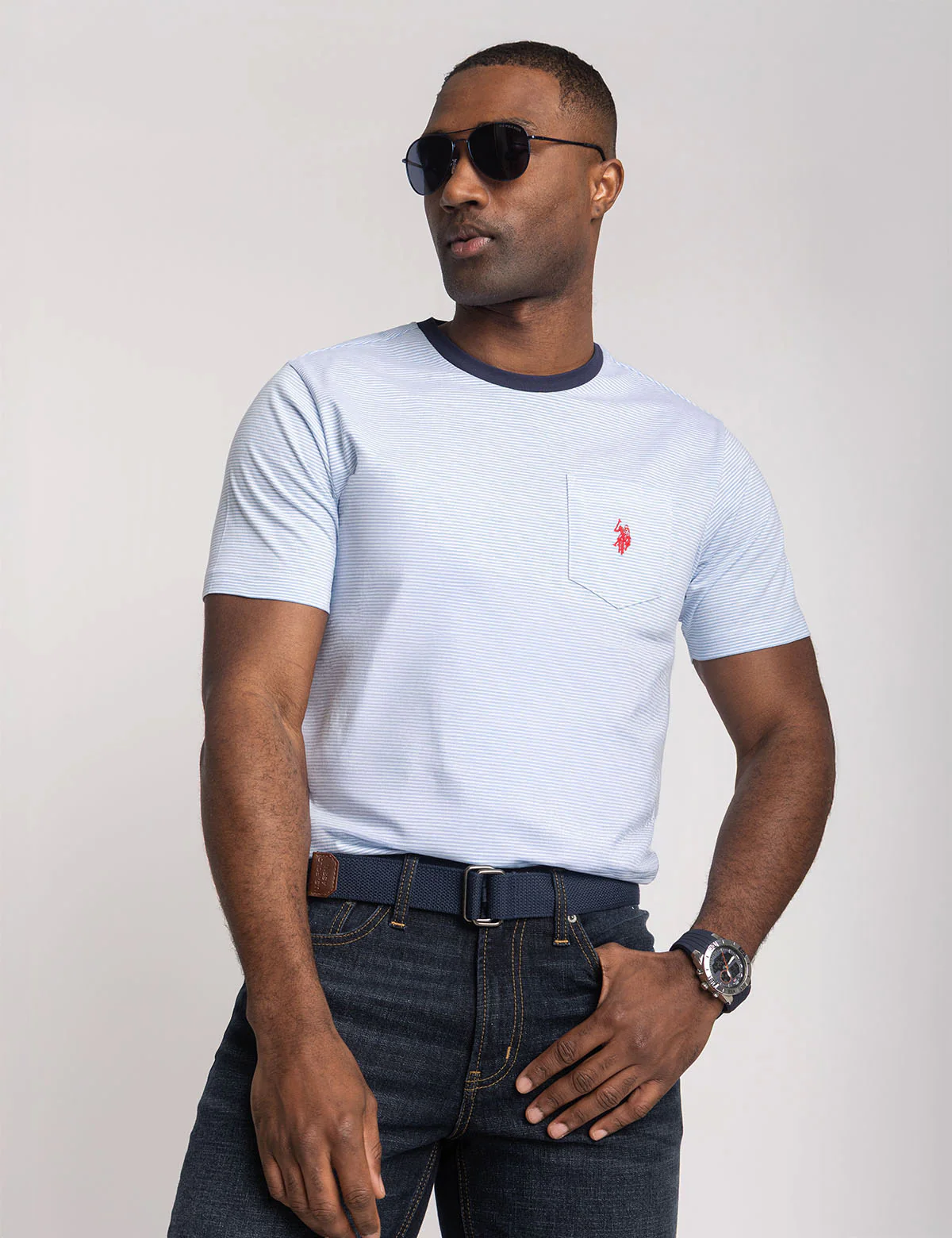 YARN DYE STRIPE JERSEY T-SHIRT WITH POCKET - Image 4