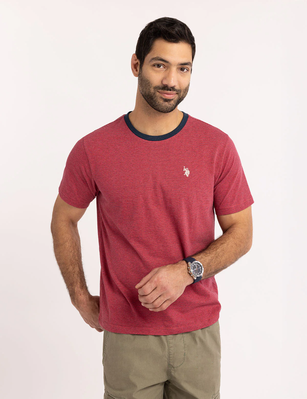 YARN DYE STRIPE PEACHED JERSEY T-SHIRT - Image 7