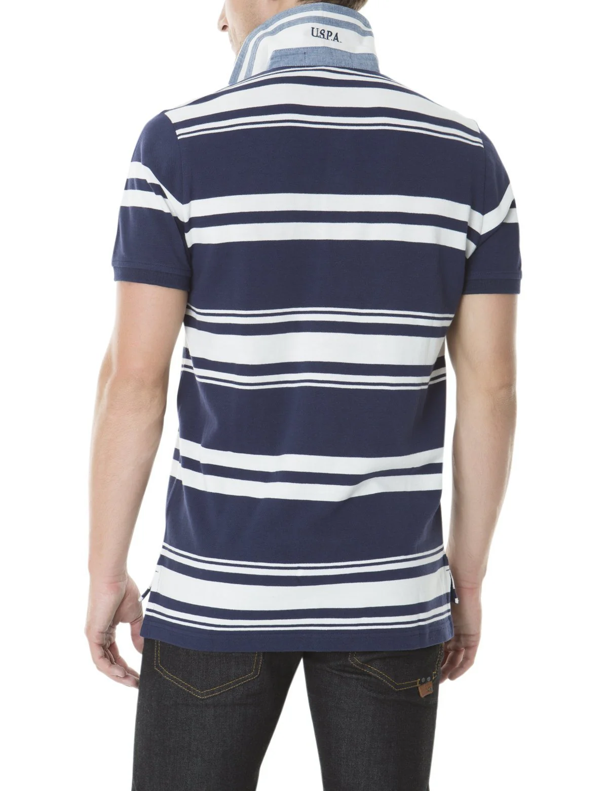 YARN DYED PIQUE PATCH STRIPE POLO SHIRT - Image 2