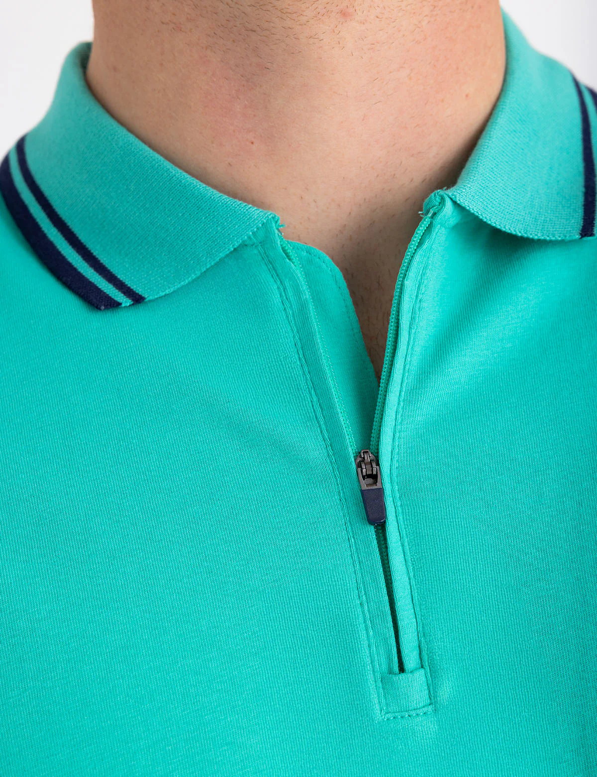 ZIPPER PLACKET TIPPED JERSEY POLO SHIRT - Image 2
