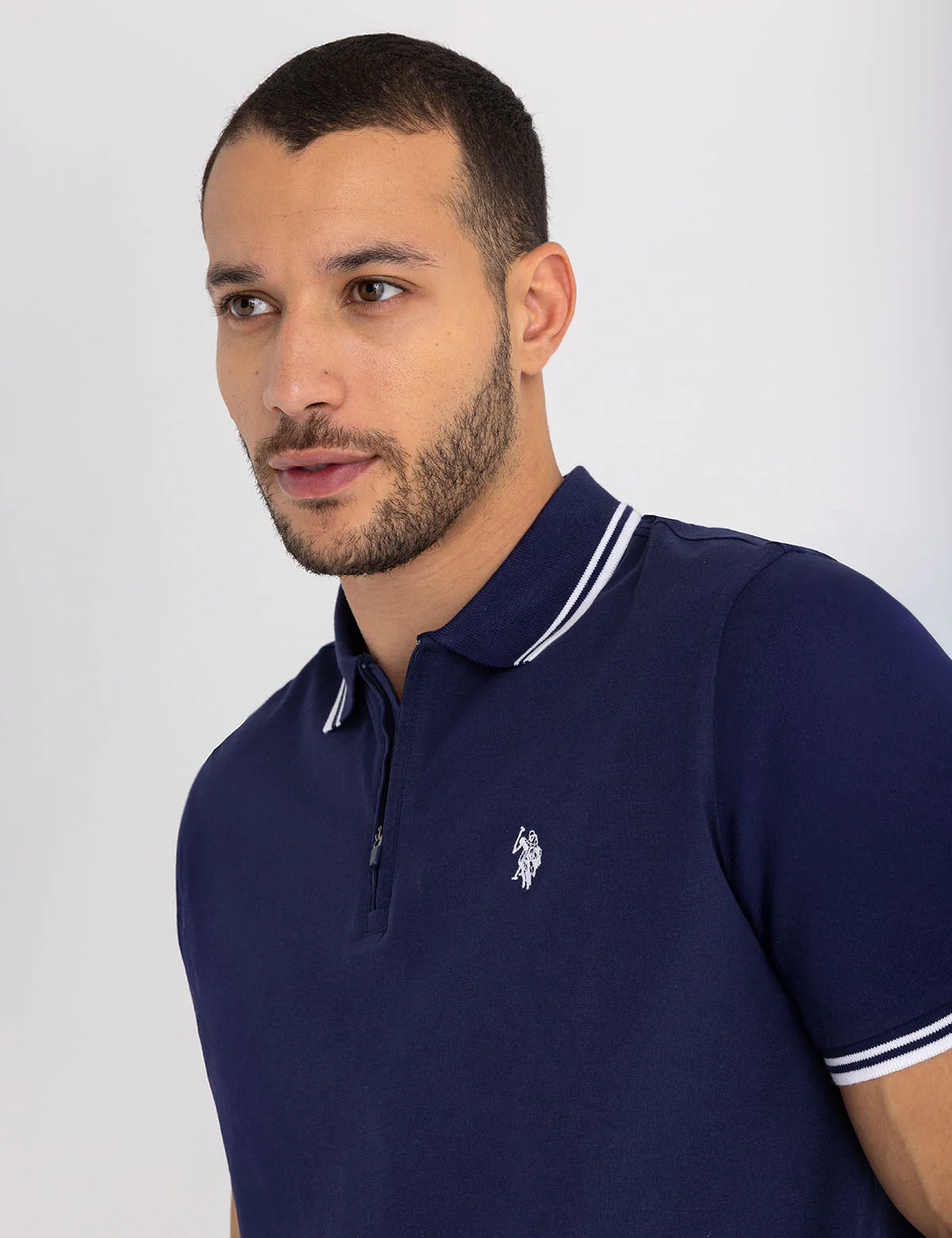 ZIPPER PLACKET TIPPED JERSEY POLO SHIRT - Image 7